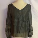 Anthropologie shimmery grey layered dressy top Photo 6