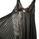 Betsey Johnson Vtg S Black ACCORDION Chiffon BABYDOLL Negilee Chemise Pink Bows Photo 1