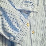 Entro Oversized Blue Stripe Button down Short Sleeve Shirt with Pockets Photo 2