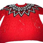 Lucky Brand brilliant red, black and white Fair Isle Women's Sweater SMALL Photo 2