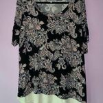 Rose + Olive  2X Blouse Soft Stretch Jersey Knit Boho Floral Paisley Photo 0