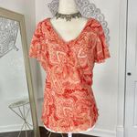 Early 2000's Orange Pink Paisley Mesh Coquette Blouse Top Plus Size 16W XL Pet Photo 6