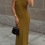 ZARA  maxi halter shawl dress Elegant Olive Green wedding party evening  Photo 10