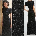 Mac Duggal 24003 Womens Black Gathered Short Sleeve Beaded Gown Photo 2