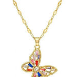 Women Zirconia Butterfly Stainless Steel Necklace Photo 0