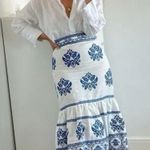 ZARA XS - Blue and White Linen Tiered Skirt Photo 3