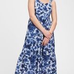 Gap A-Line V-Neck Linen Adjustable Straps MIDI Dress Tie Dye Blue/White 4 NEW Photo 3