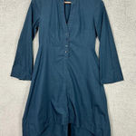 Virna Dro โ Blue Cotton Shirt Dress Women's 40 Artsy Minimalist Boho Chic Italy Size M Photo 0