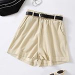 SheIn Light Beige Cream Wide Leg Corduroy Baggy High Waisted Shorts Size Large Photo 0