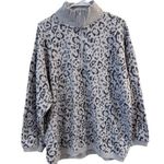 Aerie Long Sleeve Animal Print Half Zip High Neck Sweatshirt Gray Women's Size M Photo 0