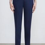Lafayette 148 New York Size 14 Navy Blue Clinton Ankle Pants Straight High Rise Photo 0