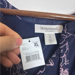 Motherhood Maternity NWT Navy Blue Pink Floral Tiered Ruffled Midi Dress Photo 6