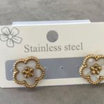 Stainless Steel Floral Elegance Stud Earrings White Photo 3