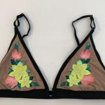 PINK - Victoria's Secret Victoria's Secret Pink Nude Mesh & Embroidered Flowers Bralette Photo 1