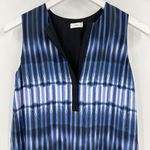 Vince 100% Silk Blue Black Tie Die Layered Shift Dress Split Neckline Size XS Photo 3