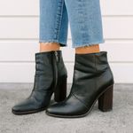 Tibi  Black Block Heel Leather Zip Ankle Booties Photo 7