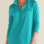 Soft Surroundings Neera French Terry Tunic Top Porcelain Blue Teal Large Photo 0