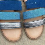 Frye and Co Womens Evie Slip On Sandals Flat Slide 3 Straps Casual Blue Size 6 M Photo 3