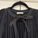 Ulla Johnson Leah Dress Noir Black Midi Puff Sleeve Contrast Trim Size 10 Tie Photo 14