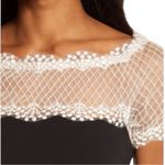 Tadashi Shoji Lace & Crepe A-Line Column Gown Large Black White Formal Photo 4