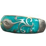 ANDREW HAMILTON CRAWFORD 925 Silver Teal Cuff Botanical Vine Modernist Bracelet Green Photo 14