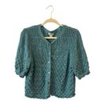 Sundance  Jocelyn Cardigan Size L Teal Cropped Open Knit Button Front Cottagecore Photo 1