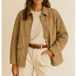 Y2K Ruff Hewn Tan Suede Leather Oversized Jacket Medium 90s Minimalist Chic Photo 2