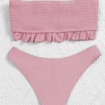 SheIn Smocked Frill Bandeau Bikini Swimsuit Photo 1