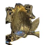 LC Lauren Conrad Vtg Lauren Conrad Enamel Leaping Frog Brooch Gold Tone Rhinestone Pin Signed LC Photo 4