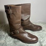 Arthur Beren GRAVATI Women’s Moto Ankle Brown Leather Buckle Boots Size 7.5 Brown Photo 0