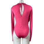 ZARA Pink Draped Long Sleeve Crew Neck Fitted Bodycon One Piece Bodysuit Top M Photo 1