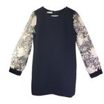 White Fox Boutique New SECRETLABEL, WHITE-FOX Large Black and White Floral Shift Sheer Sleeve Dress Photo 0