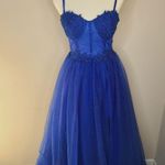 Hebeos  Blue‎ Sparkly Corset Layered Tulle A-line Princess Prom Evening Dress Photo 0