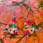 Victoria's Secret victoria’s secret y2k vintage 2000s pink floral gold chain triangle tie side bikini top Photo 0