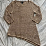 Y2K indie boho INC International tan & gold crochet sequin asymmetrical sweater Size XL Photo 0