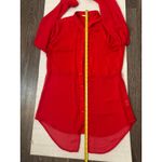 Free People Sheer Button Down Red Blouse M Cherry Girl Boho Coquette Holiday Photo 8