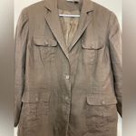 Merona Vintage  Women's Brown Linen‎ Shell 3 Button Down Blazer Size 16W Photo 2