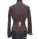Cache  Brown Cotton Suede Removable Belt Leather Trim Jacket Top Stretch $188 NWT Photo 3
