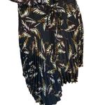 ALC Frank A.L.C. SILK “RORY” PALM LEAF PRINT BLACK & BROWN PLEATED SPLIT SLEEVE DRESS (2) Photo 9