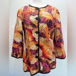 Chico's Chico’s Geo Floral Reversible Embroidered Quilted 100% Cotton Jacket Size 1/M Photo 4