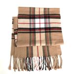 Vintage Super Soft Tan Red Black Classic Plaid Lightweight Scarf Photo 1