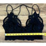 Free People ‎ FP One Adella Lace Elastic Black Bralette Women's XS Floral EUC Photo 2