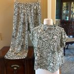 Jude Connally Matching Set Green Cream Tiger Print Top Gauchos Size XS Photo 0
