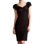 Anthropologie Maeve Dress Womens 0 Black Viala Pintuck Floral Applique Preppy Photo 6