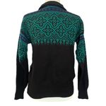 Vintage Meister Wool Blend Fair Isle Ski Sweater 1/4 Zip Black Green Medium Photo 1