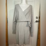 ZESICA WRAP BELTED KNITTED BACKLESS BODYCON DRESS NWT size M Gray Size L Photo 1