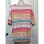 Haptics by Holly Harper Womens Striped Knit Top Short Sleeve Crew Neck Casual M Pink Size M Photo 3