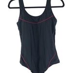 Catalina One Piece Swimsuit Shelf Bra Molded Cups Black Red Trim L Photo 0