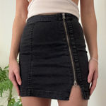 Free People  black denim mini fitted skirt with side zipper detail size 2 Photo 0