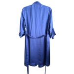 Royal Blue Silk Robe with Floral Lace Detail Bell Sleeve Large / Extra Large Size XL Photo 1